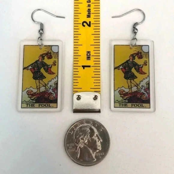 “The Fool” Tarot Card Handmade Drop Earrings - Picture 4 of 4